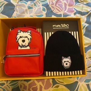 Marc Tetro Westie mini backpack and beanie